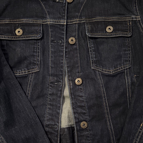 Lauren Ralph Lauren Dark Denim Jacket with Tan Leather Trim - Picture 3 of 6